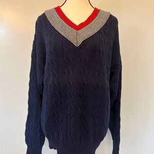 Vintage GANT 100% cotton V-neck sweater Sz XL